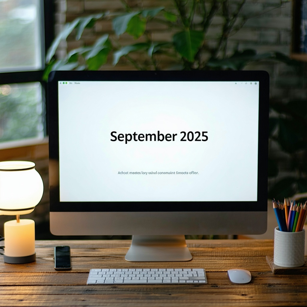 A computer screen in an offer with September 2025 on the screen